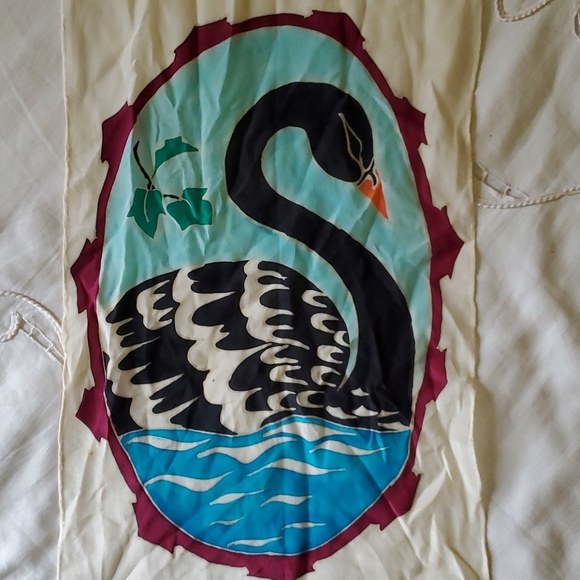 Vintage Dueling Swan Silk Scarf - Picture 3 of 5